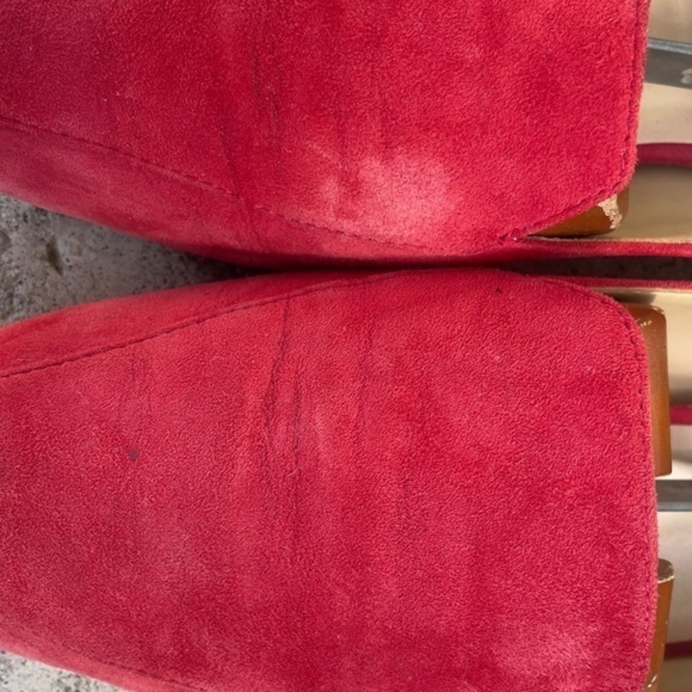 Naturalizer Clea Red Suede Loafer, silver heels, sized‎ 10 - Picture 10 of 10